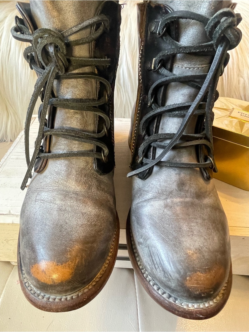 Freebird EUC “Ravi” Mid-Calf Boots in Ice/Brown Distressed Leather MSRP$350 - Picture 3 of 8